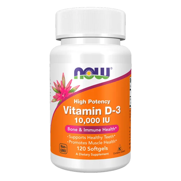 Vitamina D3 Now Foods 10000 IU 120 Cápsulas Blandas